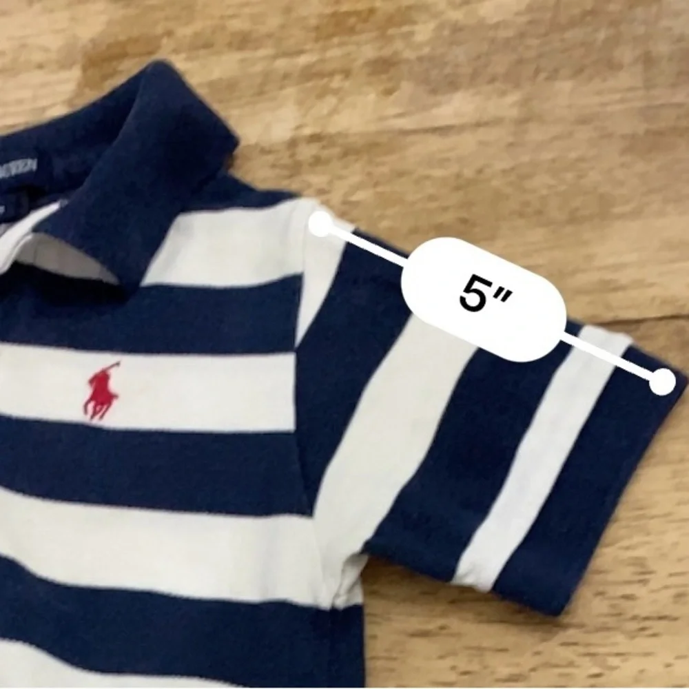 Vintage Ralph Lauren Infant Sz M (6-12m) Navy/White Striped Mesh‎ Polo Bodysuit